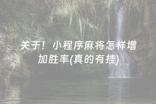 关于！小程序麻将怎样增加胜率(真的有挂)