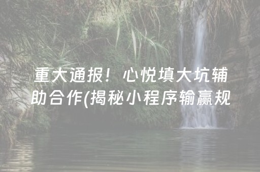 重大通报！心悦填大坑辅助合作(揭秘小程序输赢规律)