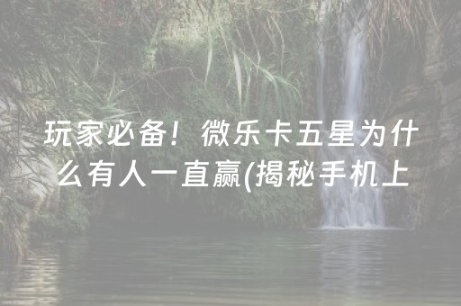 玩家必备！微乐卡五星为什么有人一直赢(揭秘手机上系统发好牌)