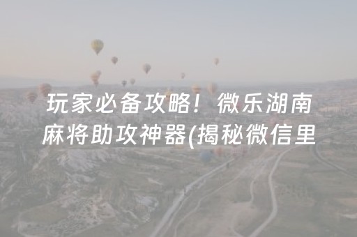 玩家必备攻略！微乐湖南麻将助攻神器(揭秘微信里怎么容易赢)