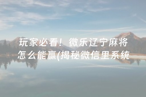玩家必看！微乐辽宁麻将怎么能赢(揭秘微信里系统发好牌)
