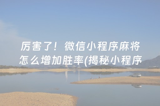 厉害了！微信小程序麻将怎么增加胜率(揭秘小程序输赢技巧)
