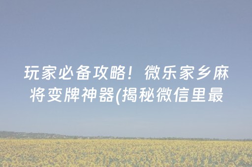 玩家必备攻略！微乐家乡麻将变牌神器(揭秘微信里最新神器下载)