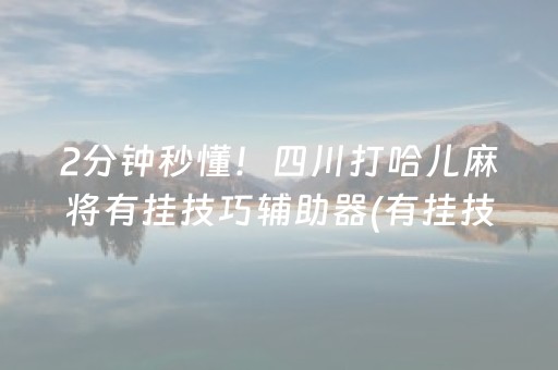2分钟秒懂！四川打哈儿麻将有挂技巧辅助器(有挂技巧辅助器)