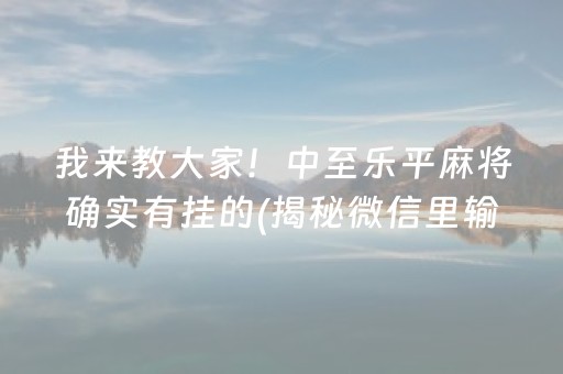 我来教大家！中至乐平麻将确实有挂的(揭秘微信里输赢规律)