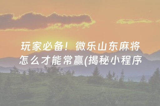 玩家必备！微乐山东麻将怎么才能常赢(揭秘小程序自建房怎么赢)