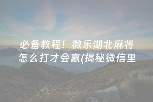 必备教程！微乐湖北麻将怎么打才会赢(揭秘微信里胜率到哪调)