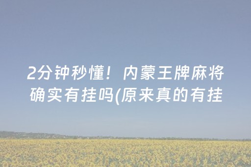 2分钟秒懂！内蒙王牌麻将确实有挂吗(原来真的有挂)