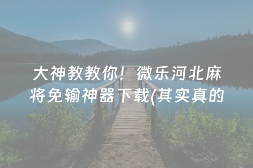 大神教教你！微乐河北麻将免输神器下载(其实真的确实有挂)