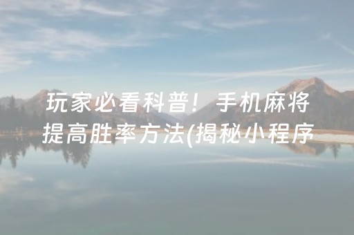 玩家必看科普！手机麻将提高胜率方法(揭秘小程序辅牌器)