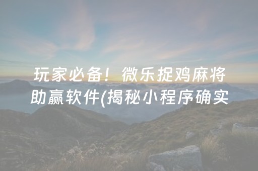 玩家必备！微乐捉鸡麻将助赢软件(揭秘小程序确实有猫腻)
