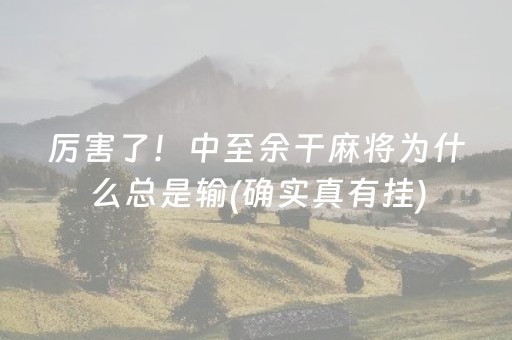 厉害了！中至余干麻将为什么总是输(确实真有挂)