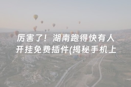 厉害了！湖南跑得快有人开挂免费插件(揭秘手机上胡牌技巧)