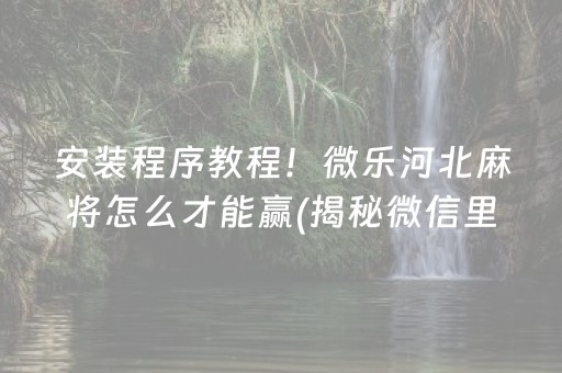 安装程序教程！微乐河北麻将怎么才能赢(揭秘微信里辅牌器)