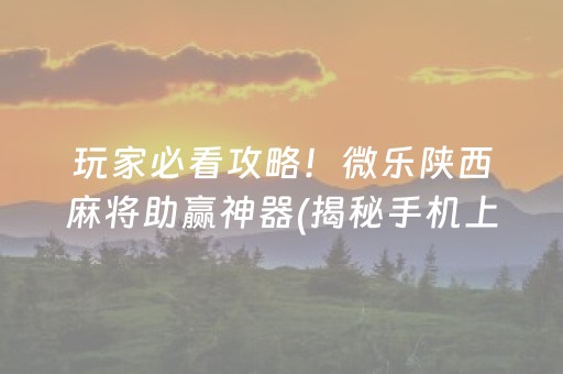 玩家必看攻略！微乐陕西麻将助赢神器(揭秘手机上赢牌的技巧)