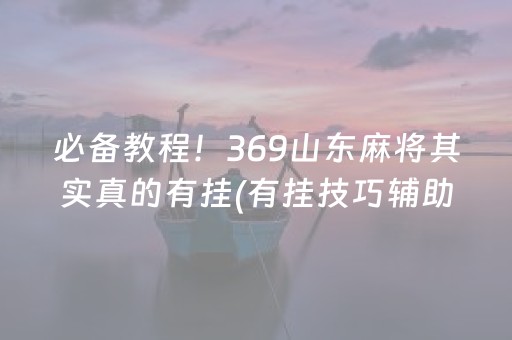 必备教程！369山东麻将其实真的有挂(有挂技巧辅助器)