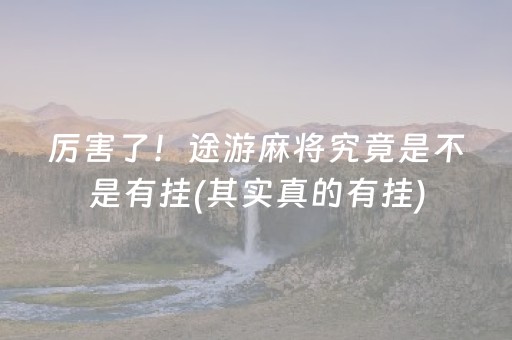 厉害了！途游麻将究竟是不是有挂(其实真的有挂)