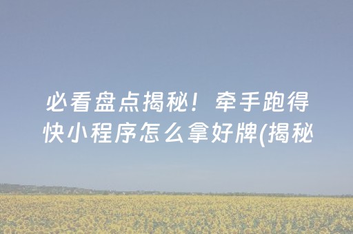 必看盘点揭秘！牵手跑得快小程序怎么拿好牌(揭秘手机上攻略插件)
