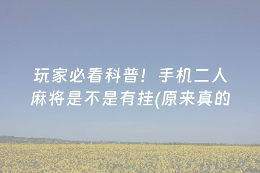 玩家必看科普！手机二人麻将是不是有挂(原来真的有挂)