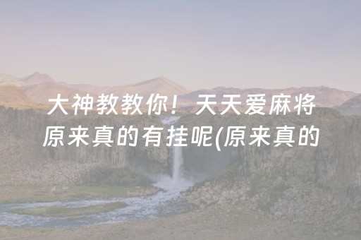 大神教教你！天天爱麻将原来真的有挂呢(原来真的有挂)
