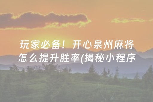玩家必备！开心泉州麻将怎么提升胜率(揭秘小程序助赢神器)