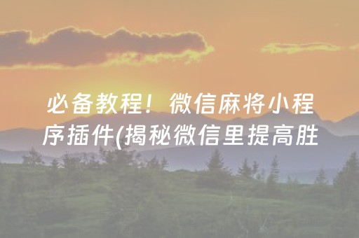 必备教程！微信麻将小程序插件(揭秘微信里提高胜率)