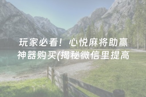 玩家必看！心悦麻将助赢神器购买(揭秘微信里提高胜率)