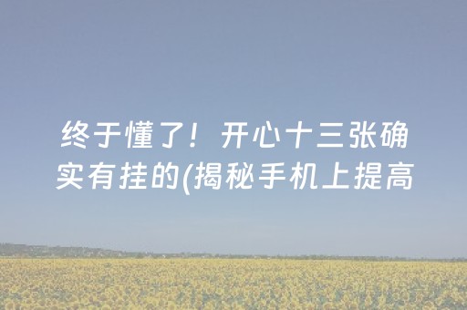 终于懂了！开心十三张确实有挂的(揭秘手机上提高赢的概率)