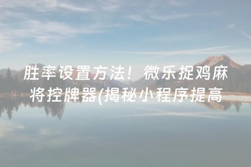 胜率设置方法！微乐捉鸡麻将控牌器(揭秘小程序提高胜率)