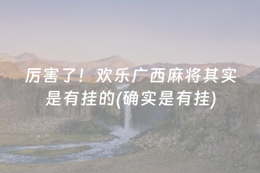 厉害了！欢乐广西麻将其实是有挂的(确实是有挂)