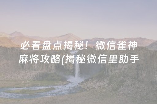 必看盘点揭秘！微信雀神麻将攻略(揭秘微信里助手软件)