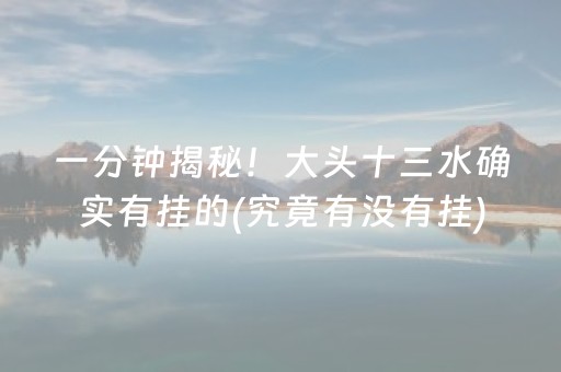 一分钟揭秘！大头十三水确实有挂的(究竟有没有挂)