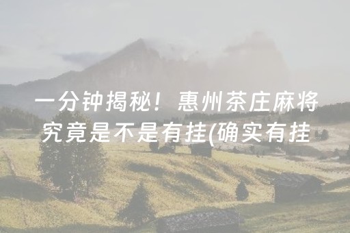一分钟揭秘！惠州茶庄麻将究竟是不是有挂(确实有挂)