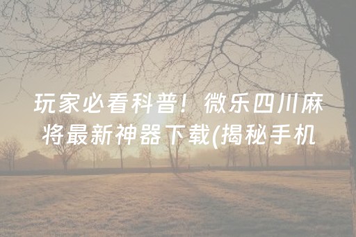 玩家必看科普！微乐四川麻将最新神器下载(揭秘手机上专用神器)