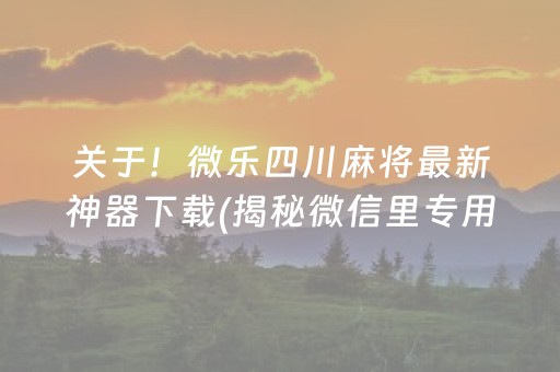 关于！微乐四川麻将最新神器下载(揭秘微信里专用神器)