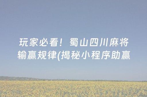 玩家必看！蜀山四川麻将输赢规律(揭秘小程序助赢软件)