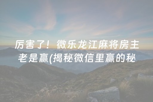 厉害了！微乐龙江麻将房主老是赢(揭秘微信里赢的秘诀)