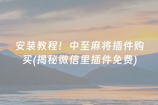 安装教程！中至麻将插件购买(揭秘微信里插件免费)