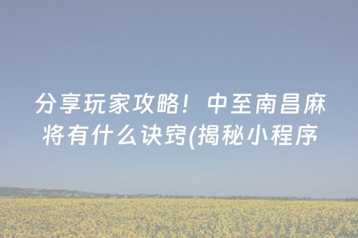 分享玩家攻略！中至南昌麻将有什么诀窍(揭秘小程序怎么容易赢)