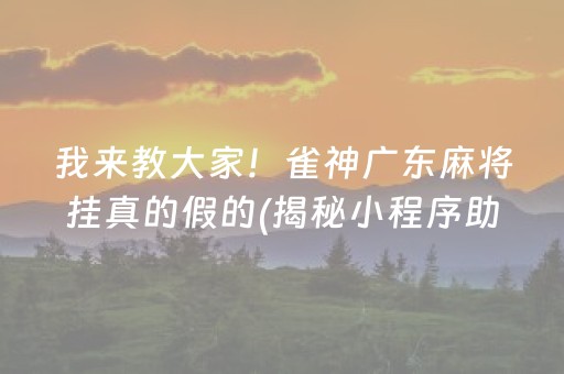 我来教大家！雀神广东麻将挂真的假的(揭秘小程序助攻神器)
