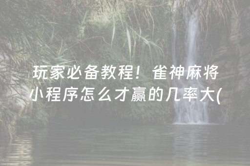 玩家必备教程！雀神麻将小程序怎么才赢的几率大(揭秘小程序确实有猫腻)