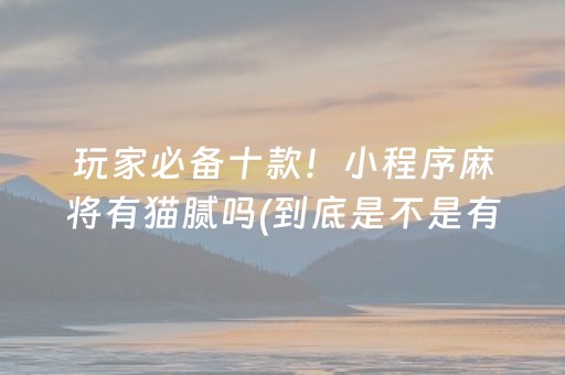 玩家必备十款！小程序麻将有猫腻吗(到底是不是有挂)