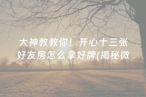 大神教教你！开心十三张好友房怎么拿好牌(揭秘微信里系统发好牌)