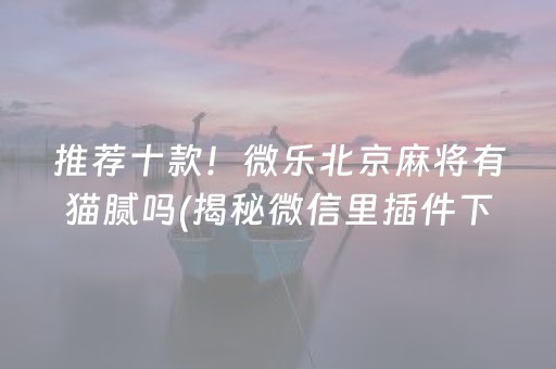 推荐十款！微乐北京麻将有猫腻吗(揭秘微信里插件下载)