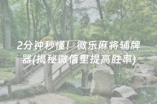 2分钟秒懂！微乐麻将辅牌器(揭秘微信里提高胜率)