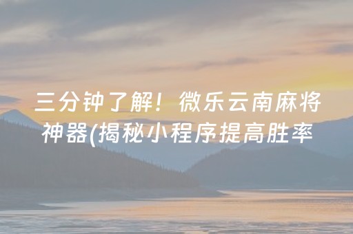 三分钟了解！微乐云南麻将神器(揭秘小程序提高胜率)