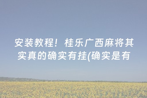 安装教程！桂乐广西麻将其实真的确实有挂(确实是有挂的)