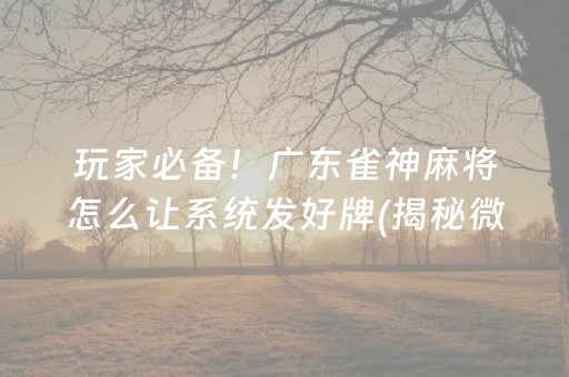 玩家必备！广东雀神麻将怎么让系统发好牌(揭秘微信里自建房怎么赢)