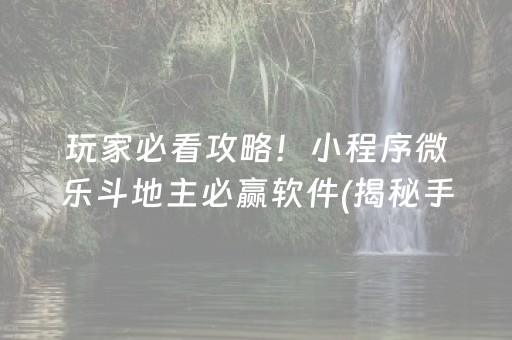 玩家必看攻略！小程序微乐斗地主必赢软件(揭秘手机上如何让牌变好)