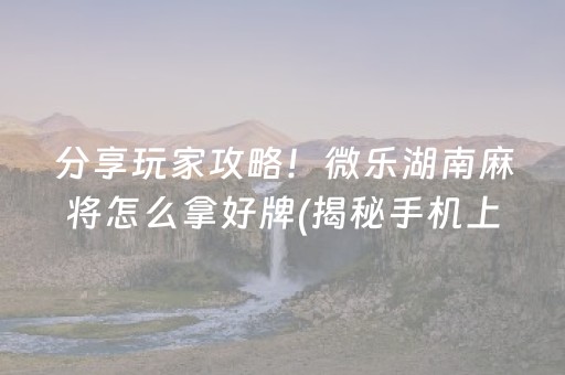 分享玩家攻略！微乐湖南麻将怎么拿好牌(揭秘手机上插件购买)